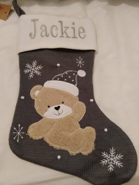 PERSONALISED TEDDY CHRISTMAS STOCKING-PERSONALISED,SANTA STOCKING,CHRISTMAS STOCKING,CHEAP,TEDDY,SANTA SACK,