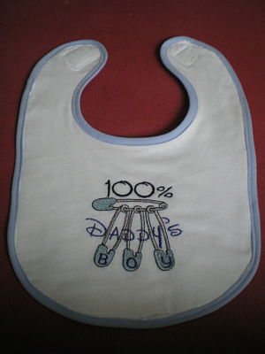 HANDMADE 100% DADDY'S BOY BABY BIB-HANDMADE,100 DADDYS BOY,BABY,BABIES,BIB,CHEAP,BLUE