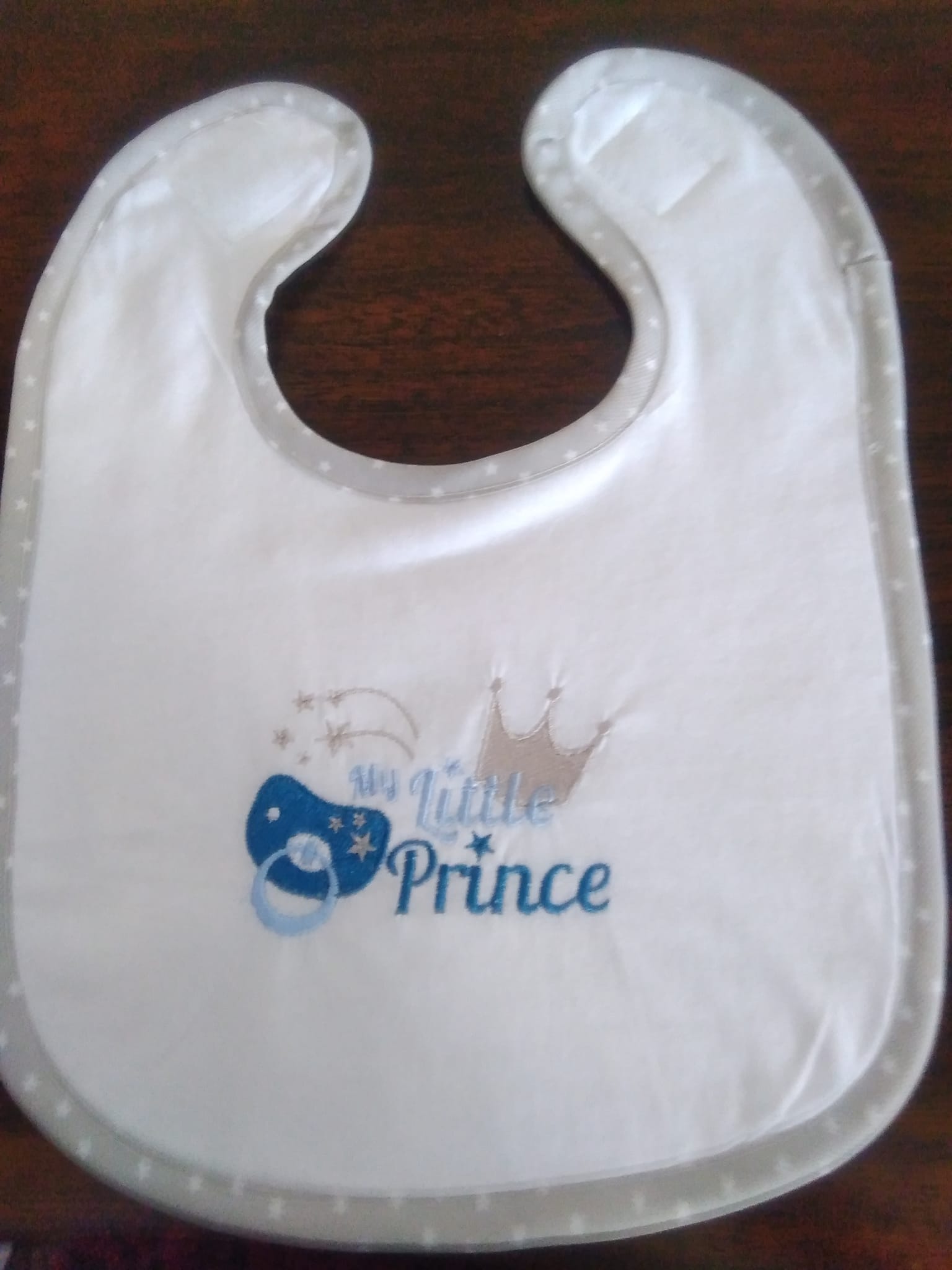 HANDMADE BABIES BIB MY LITTLE PRINCE-HANDMADE,BABIES,BABY,BIB,NOVELTY BIBS,CHEAP,MACHINE EMBROIDERED,MY LITTLE PRINCE