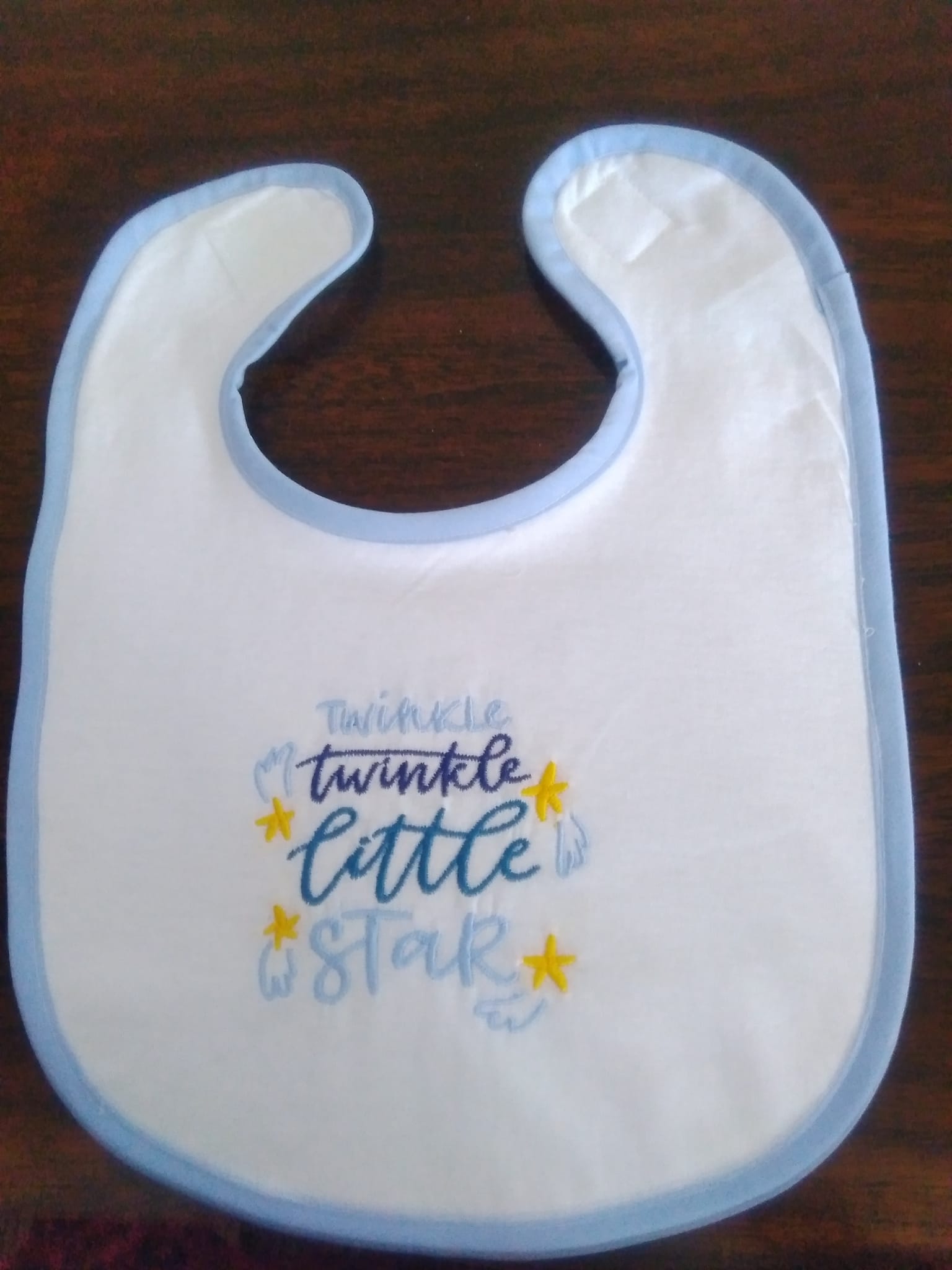 HANDMADE BABIES MACHINE EMBROIDERED BIB TWINKLE TWINKLE LITTLE STAR-HANDMADE,MACHINE EMBROIDERED,BABIES,BABY,BOYS,BOY,BIB,CHEAP,TWINKLE TWINKLE LITTLE STAR
