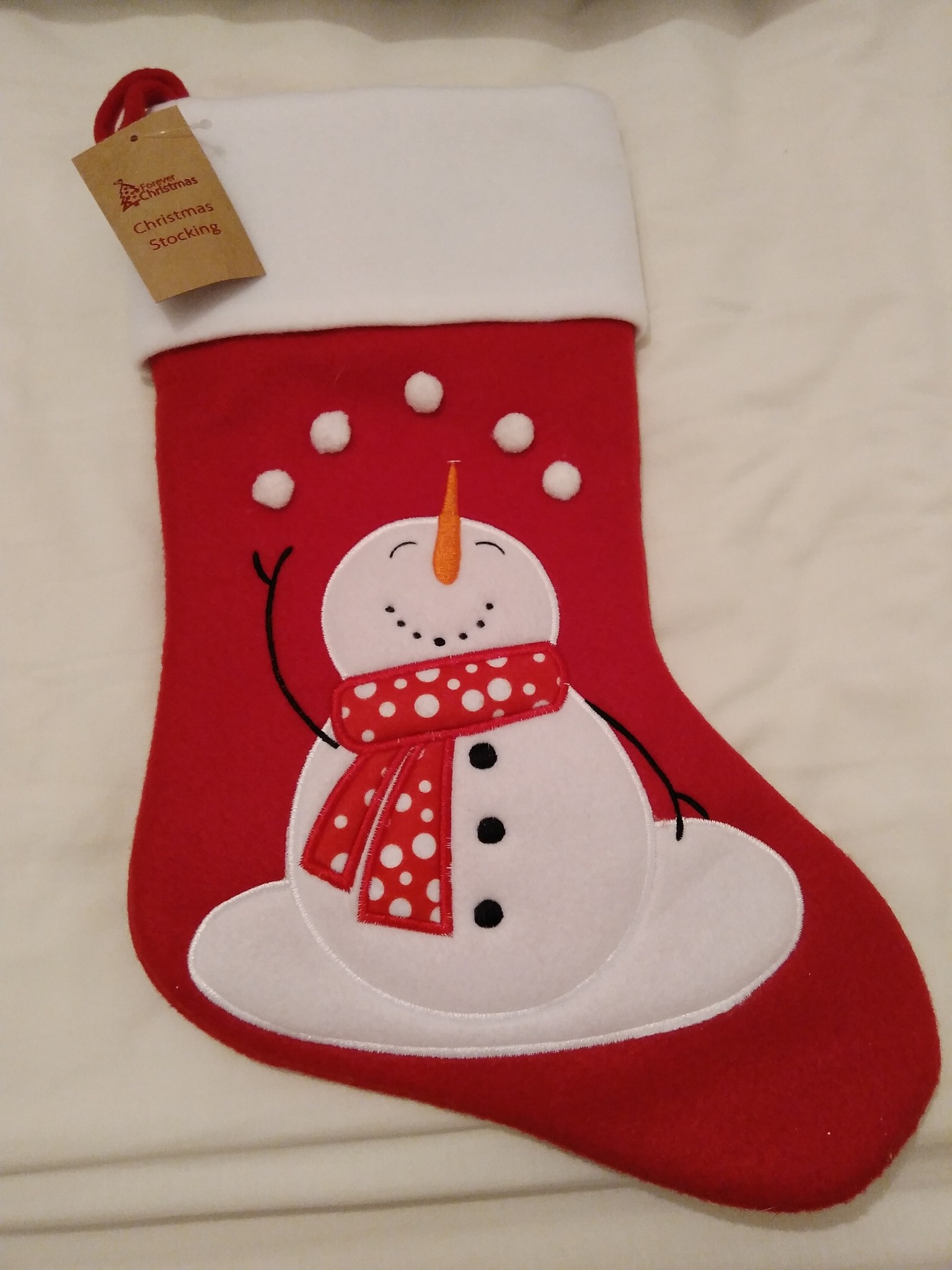 PERSONALISED SNOWMAN CHRISTMAS STOCKING (RED/WHITE)-PERSONALISED,CHRISTMAS STOCKING,SANTA STOCKINGS SNOWMAN,CHEAP.