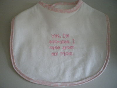 LOVELY HANDMADE YES I'M ADORABLE I TAKE AFTER MY MUM BABIES BIB-HANDMADE BABIES BABY BIB CHEAP YESIMADORABLE