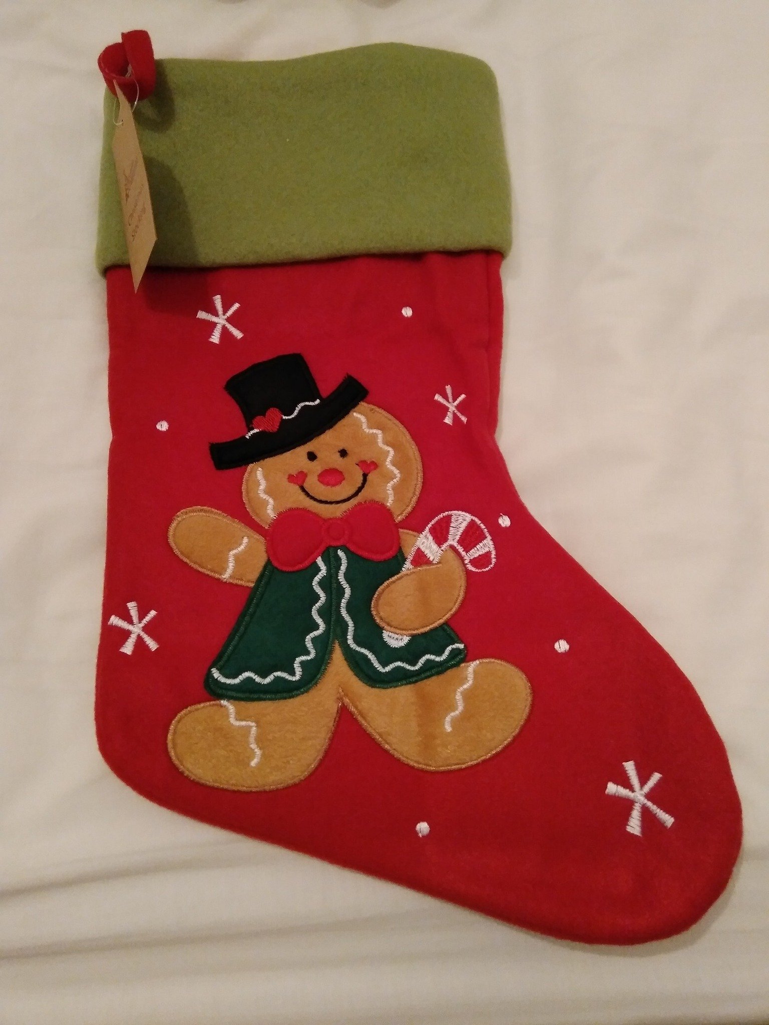 PERSONALISED GINGERBREAD MAN CHRISTMAS STOCKING-PERSONALISED,CHRISTMAS STOCKING,SANTA STOCKING,GINGERBREAD MAN,CHEAP
