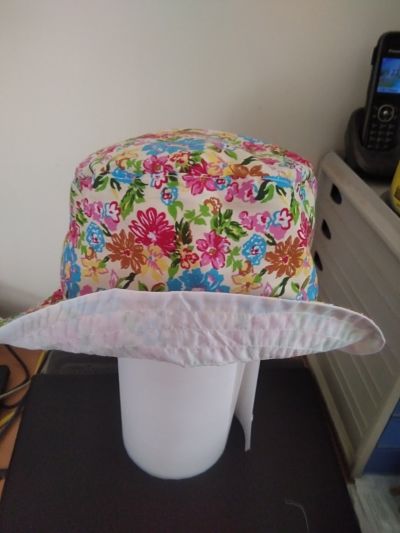 LOVELY GIRLS HANDMADE FLOWER BUCKET HAT AGE 5-6 YEARS-HANDMADE GIRLS BUCKETHAT HAT SUNHAT CHEAP GIRLS 56YEARS