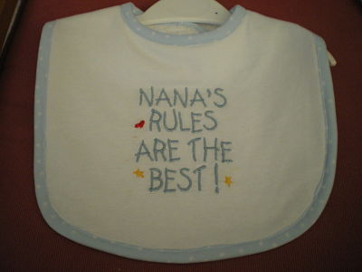 LOVELY HANDMADE NANNA'S RULES ARE THE BEST BIB BLUE-HANDMADE,NANNS RULES ARE THE BEST ,BABIES BABY, BOYS BIB,CHEAP
