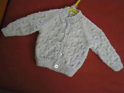 LOVELY BOYS HAND KNITTED PALE BLUE WITH DOTS CARDIGAN 0-3 MONTHS-HAND KNITTED,BABY,BOYS,BOY,CARDIGAN,CHEAP,0-3 MONTHS