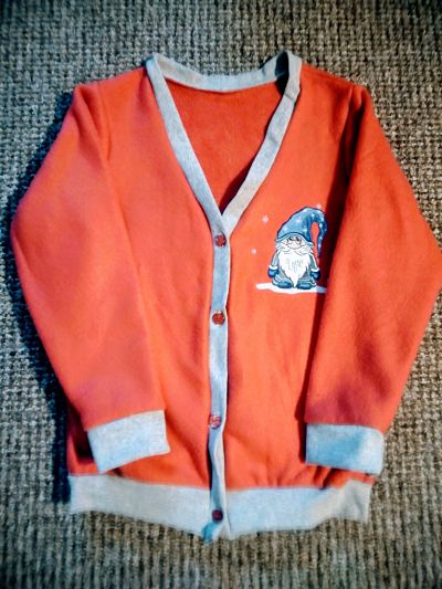 GIRLS HANDMADE MACHINE EMBROIDERED RED GNOME FLEECE CARDIGAN 6/7 YEARS-GIRLS MACHINEEMBROIDERED HANDMADE FLEECE CARDIGAN CHEAP 67YEARS GIRLSFASHION