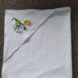 LOVELY HANDMADE MACHINE EMBROIDERED HOODED DUCK AND GNOME TOWEL-HANDMADE BABIES HOODED TOWEL CHEAP DUCK MOTIF MACHINE EMBROIDERED