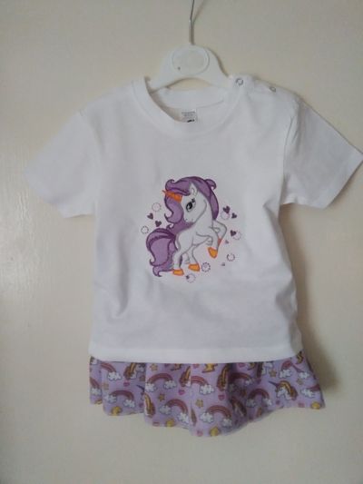 BEAUTIFUL GIRLS HANDMADE UNICORN SKIRT AND MATCHING T-SHIRT 3/4 YEARS-HANDMADE GIRLS UNICORN SKIRT T-SHIRT SET CHEAP GIRLSFASHION 34YEARS
