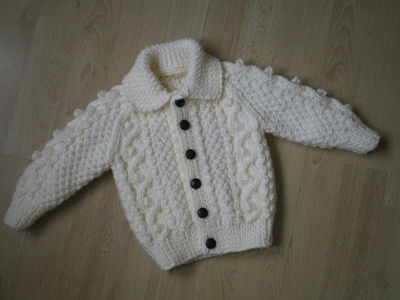 LOVELY BOYS HAND KNITTED TRADITIONAL ARAN CARDIGAN 3-6 MONTHS-HAND KNITTED,BOYS,UNISEX,TRADITIONAL,ARAN,CARDIGAN,CHEAP,3-6 MONTHS