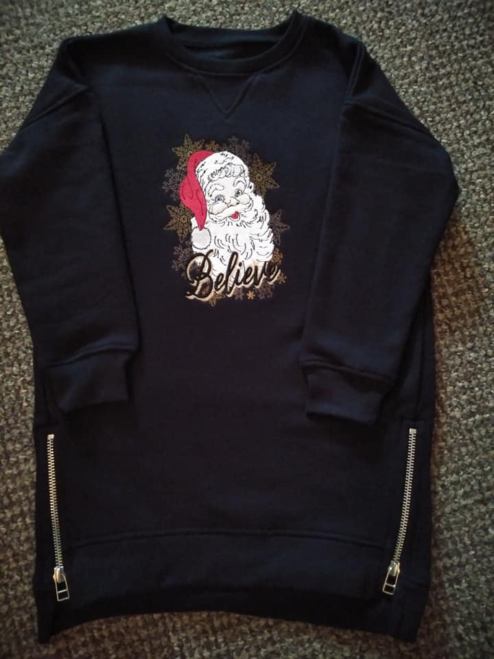 GIRLS MACHINE EMBROIDERED BLACK SWEATSHIRT DRESS AGE 4 YEARS-MACHINEEMBROIDEREDSWEATSHIRTDRESSSANTABELIEVECHEAPAGE4YEARS