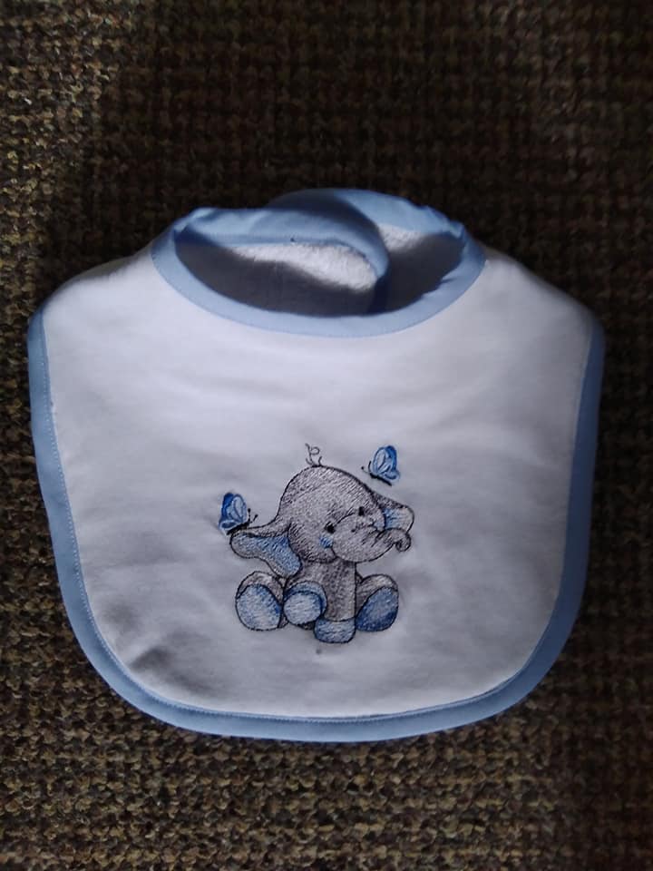 LOVELY HANDMADE BABY BOYS ELEPHANT BIB-HANDMADE,BABIES,BABY,BOYS,BIB,ELEPHANT,BLUE,CHEAP
