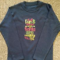 LOVELY MACHINE EMBROIDERED NAVY CHRISTMAS TOP 4-5 YEARS-MACHINE EMBROIDERED,NAVY,LONG SLEEVE CHRISTMAS TOP,CHEAP,4-5 YEARS