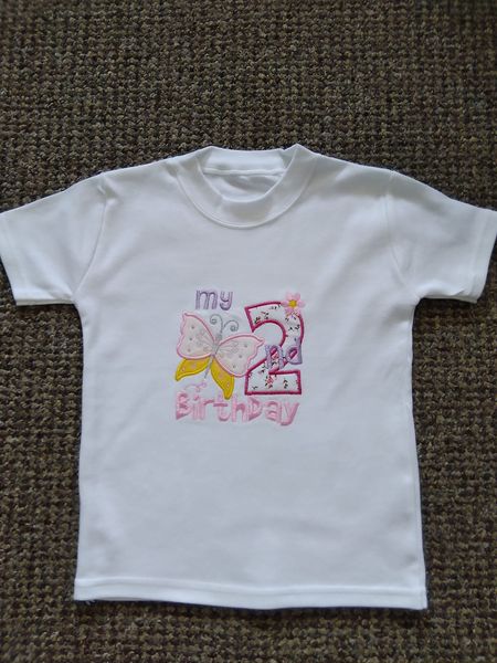 GIRLS MY 2ND BIRTHDAY MACHINE EMBROIDERED BIRTHDAY T-SHIRT AGE 2/3 YEARS-MACHINEEMBROIDERED,MY2NDBIRTHDAYCLOTHES,GIRLSBIRTHDAYTOP,CHEAP
