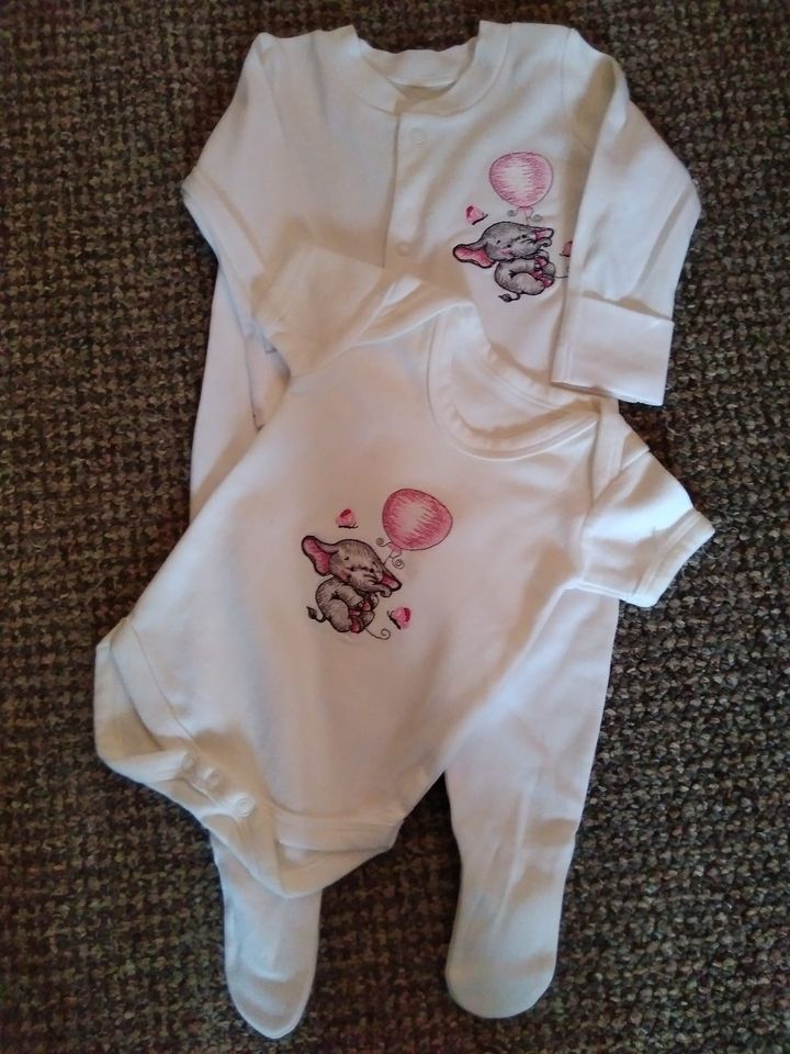 LOVELY MACHINE EMBROIDERED PINK ELEPHANT BABYGRO AND VEST SET 0-3 MONTHS (PINK)-MACHINE,EMBROIDERED,PERSONNISED,BABYGRO,VEST,SET,NEWBABYGIFT,CHEAP,0-3 MONTHS,PINK