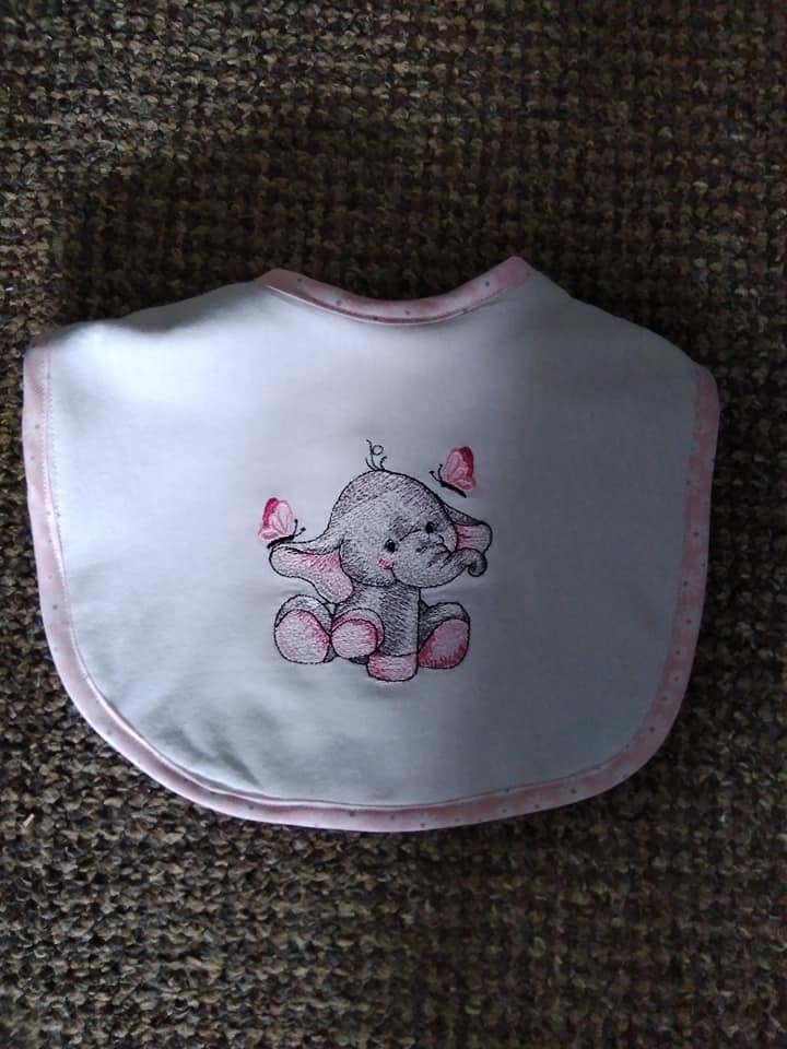 LOVELY HANDMAE PINK ELEPHANT BABY BIB-HANDMADE,BABY,BIB,CHEAP,PINK,ELEPHANT