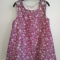 HANDMADE GIRLS PINK FLOWER CORD PINAFORE DRESS AGE 3/4 YEARS-HANDMADEGIRLSTODDLERSBABIESPINAFOREDRESSCHEAP34YEARS
