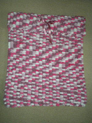 HANDMADE BEAUTIFUL GIRLS PINK MIX PRAM POMPOM BLANKET-HANDMADE,GIRLS,PINK MIX,CHEAP,PRAM,POMPOM BLANKET