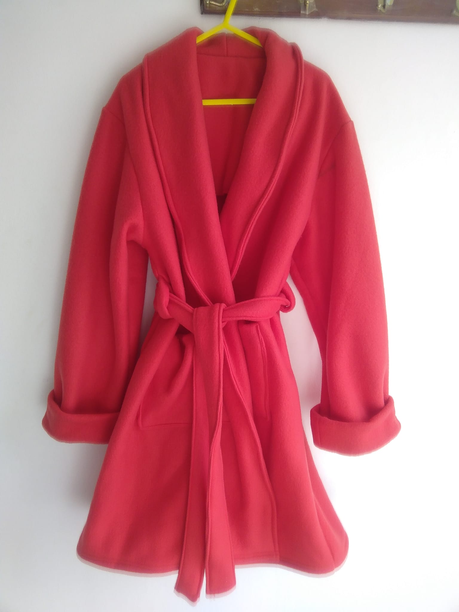 LOVELY HANDMADE FLEECE RED DRESSING GOWN-HANDMADE,RED ,FLEECE,DRESSING GOWN,CHILDRENS,PERSONLISED,CHEAP,67 YEARS