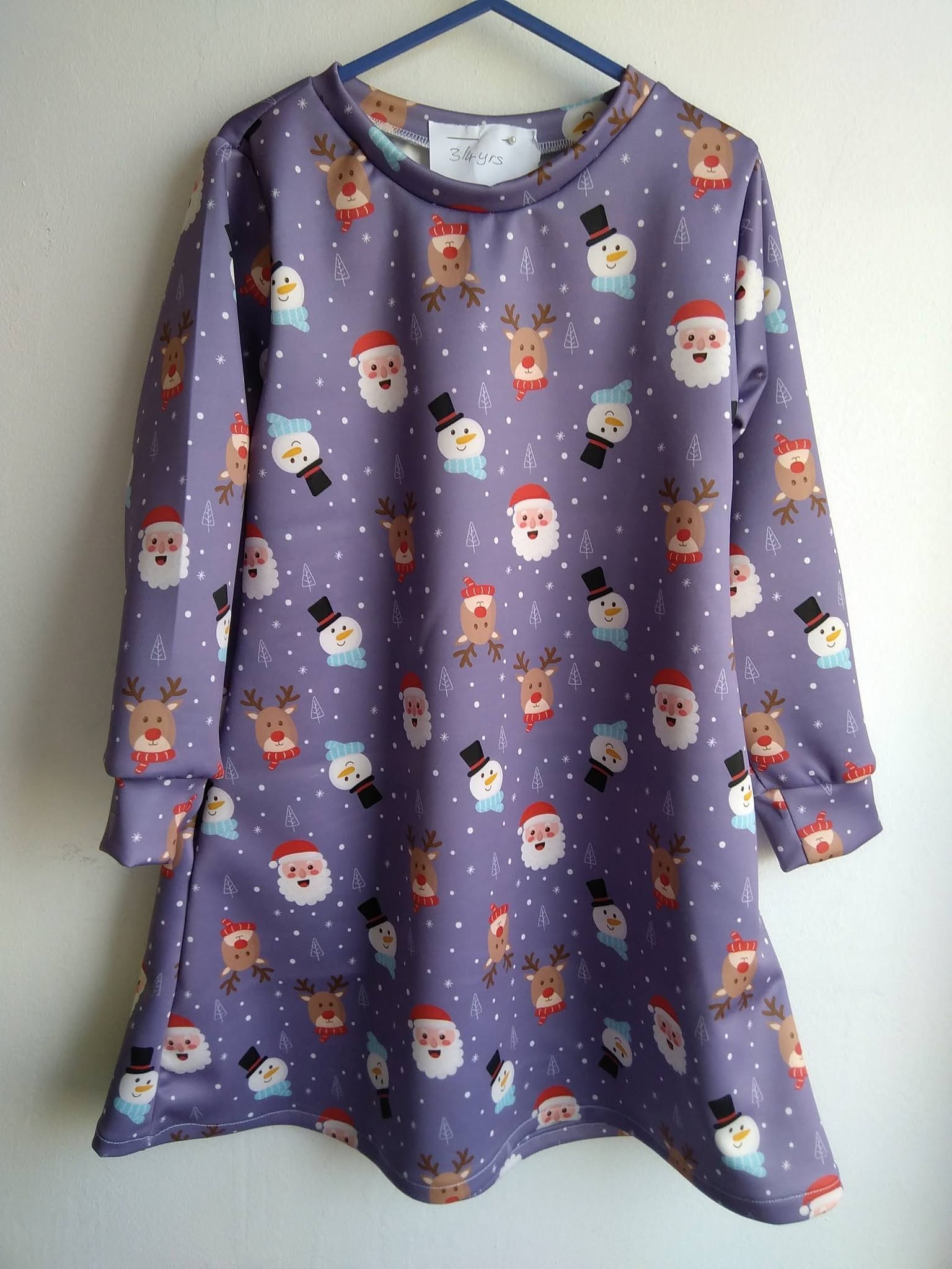 LOVELY GIRLS SNOWMAN,SANTA CHRISTMAS DRESS 3/4 YEARS-HANDMADE,CHRISTMAS DRESS,CHEAP,GIRLS CHRISTMAS DRESS,34 YEARS