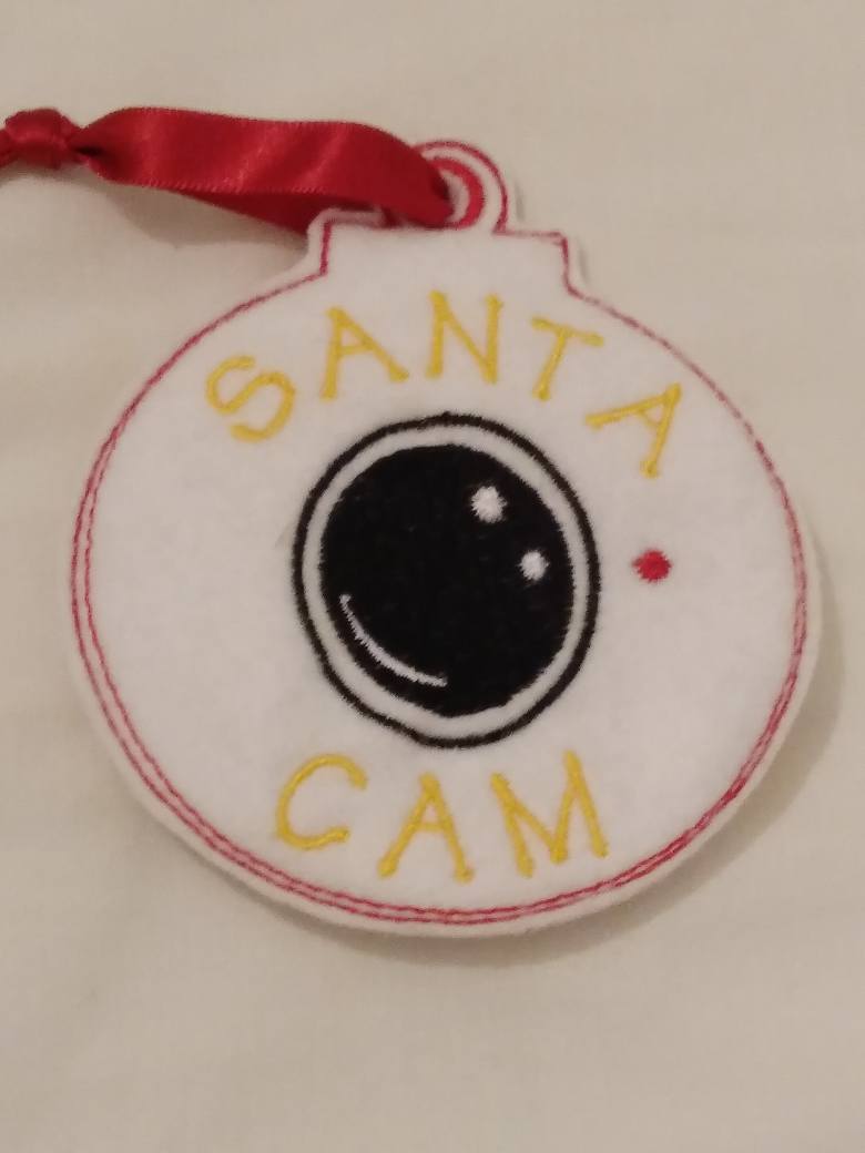 HANDMADE SANTA CAM CHRISTMAS TREE ORNAMENT (WHITE)-SANTA CAM,FELT,CHRISTMAS TREE,ORNAMENT,CHEAP,WHITE
