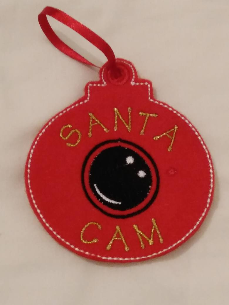 HANDMADE RED SANTA CAM CHRISTMAS TREE ORNAMENT-RED,SANTA CAM,CHRISTMAS TREE,ORNAMENT,CHEAP